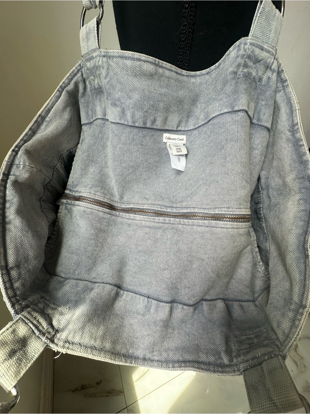 Coldwater Creek Light Gray Embroidered Tote - Picture 4 of 6